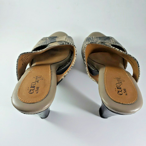 Euro Soft by Sofft Shoes Women's 9M Heels Open Toe Reptile Snake-Skin Pattern - Picture 4 of 8